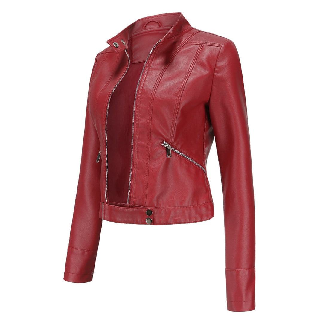 Océane | Blouson en Cuir Femme Style Biker Perfecto Zippé