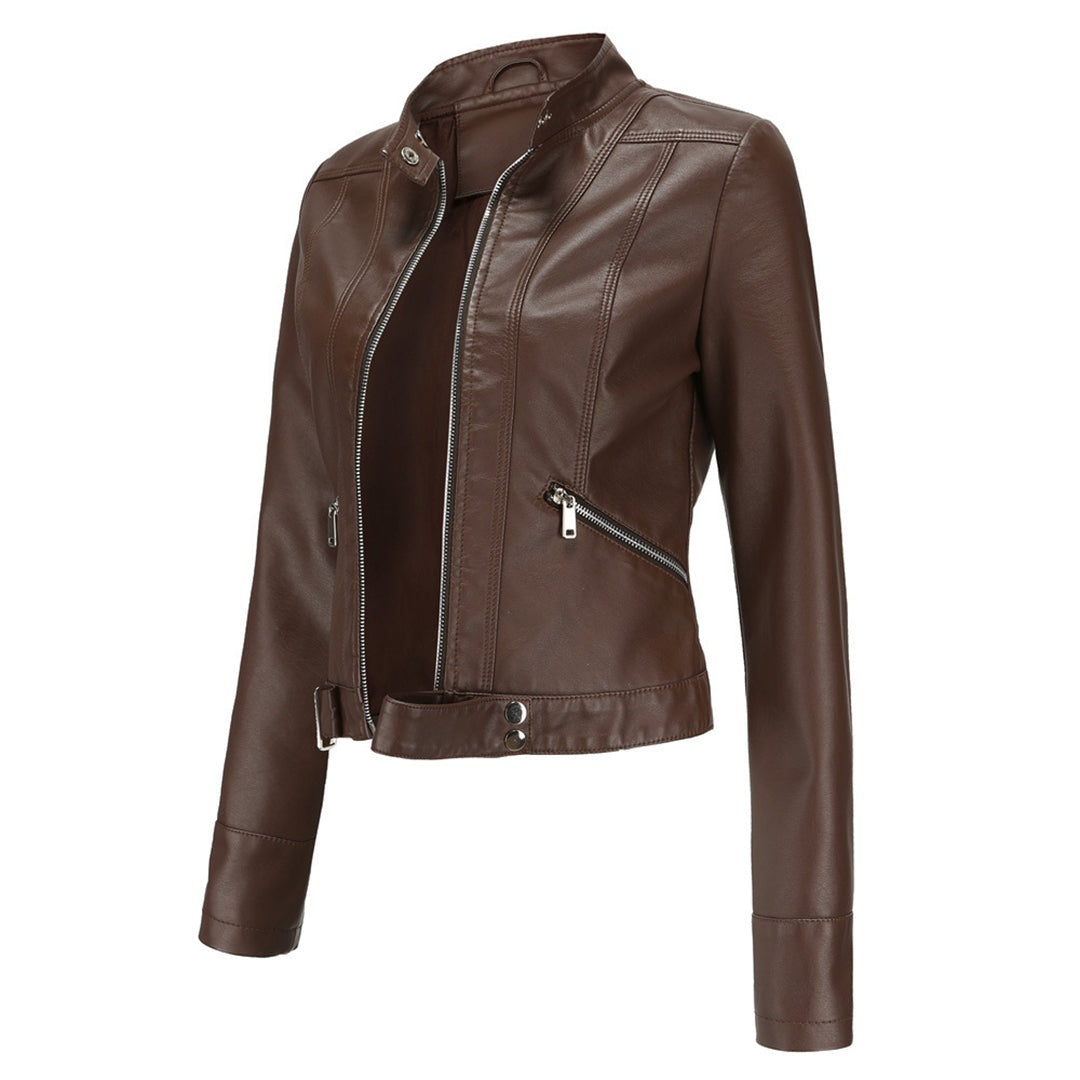 Océane | Blouson en Cuir Femme Style Biker Perfecto Zippé