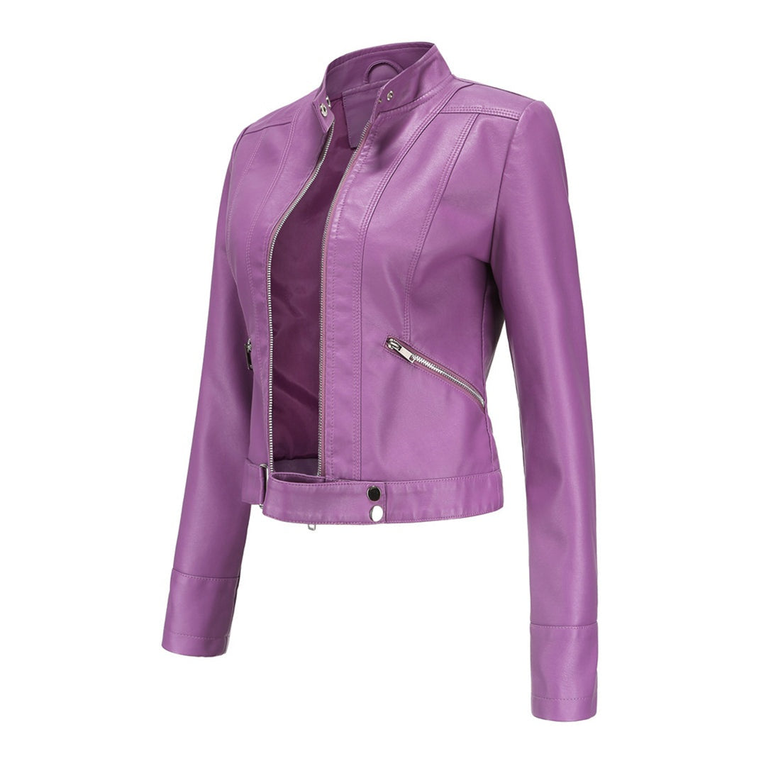 Océane | Blouson en Cuir Femme Style Biker Perfecto Zippé