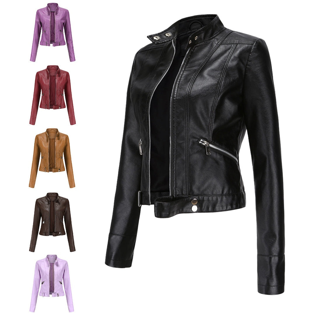 Océane | Blouson en Cuir Femme Style Biker Perfecto Zippé