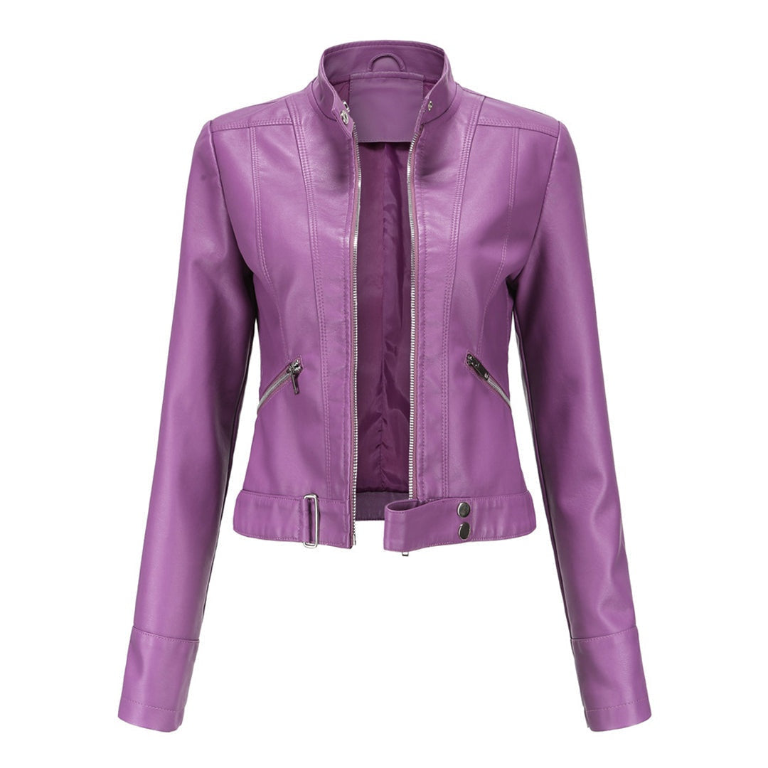 Océane | Blouson en Cuir Femme Style Biker Perfecto Zippé