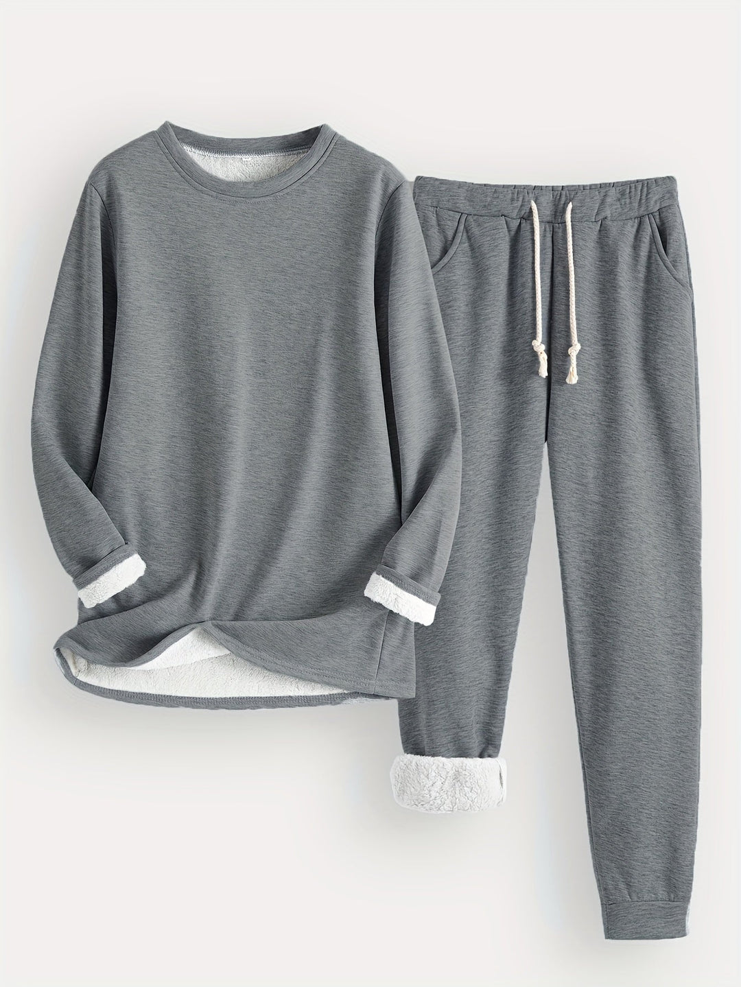 Océane | Ensemble Loungewear Sweat et Jogging Doublé Polaire Femme Col Rond