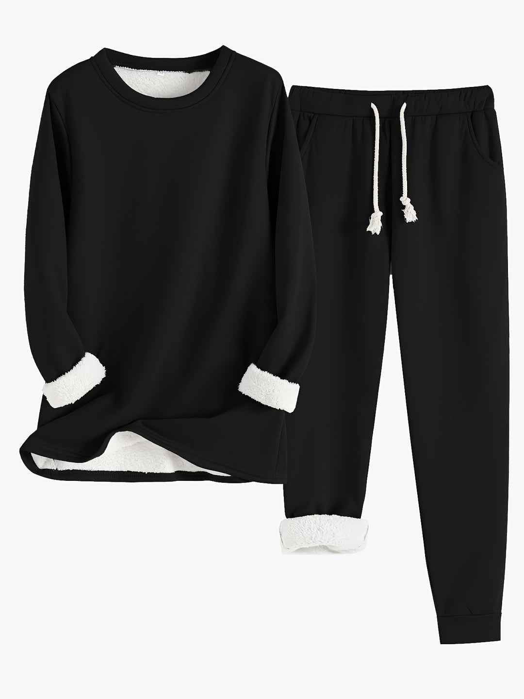 Océane | Ensemble Loungewear Sweat et Jogging Doublé Polaire Femme Col Rond