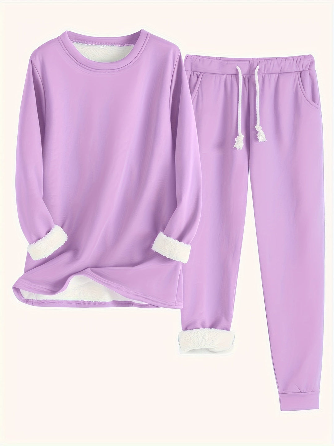 Océane | Ensemble Loungewear Sweat et Jogging Doublé Polaire Femme Col Rond