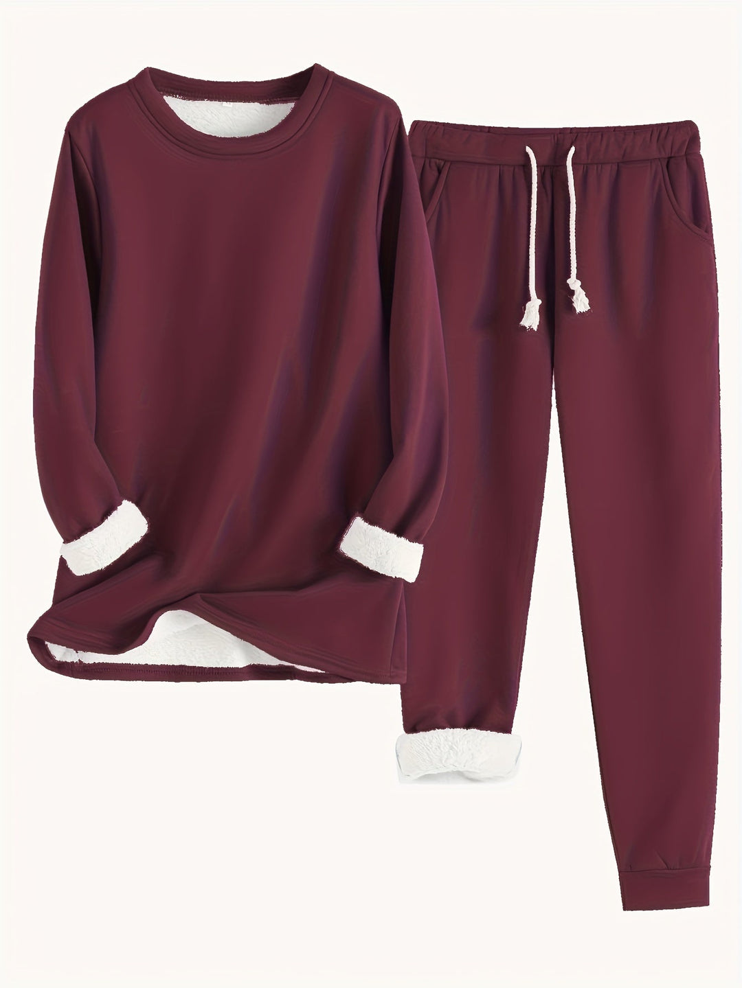 Océane | Ensemble Loungewear Sweat et Jogging Doublé Polaire Femme Col Rond
