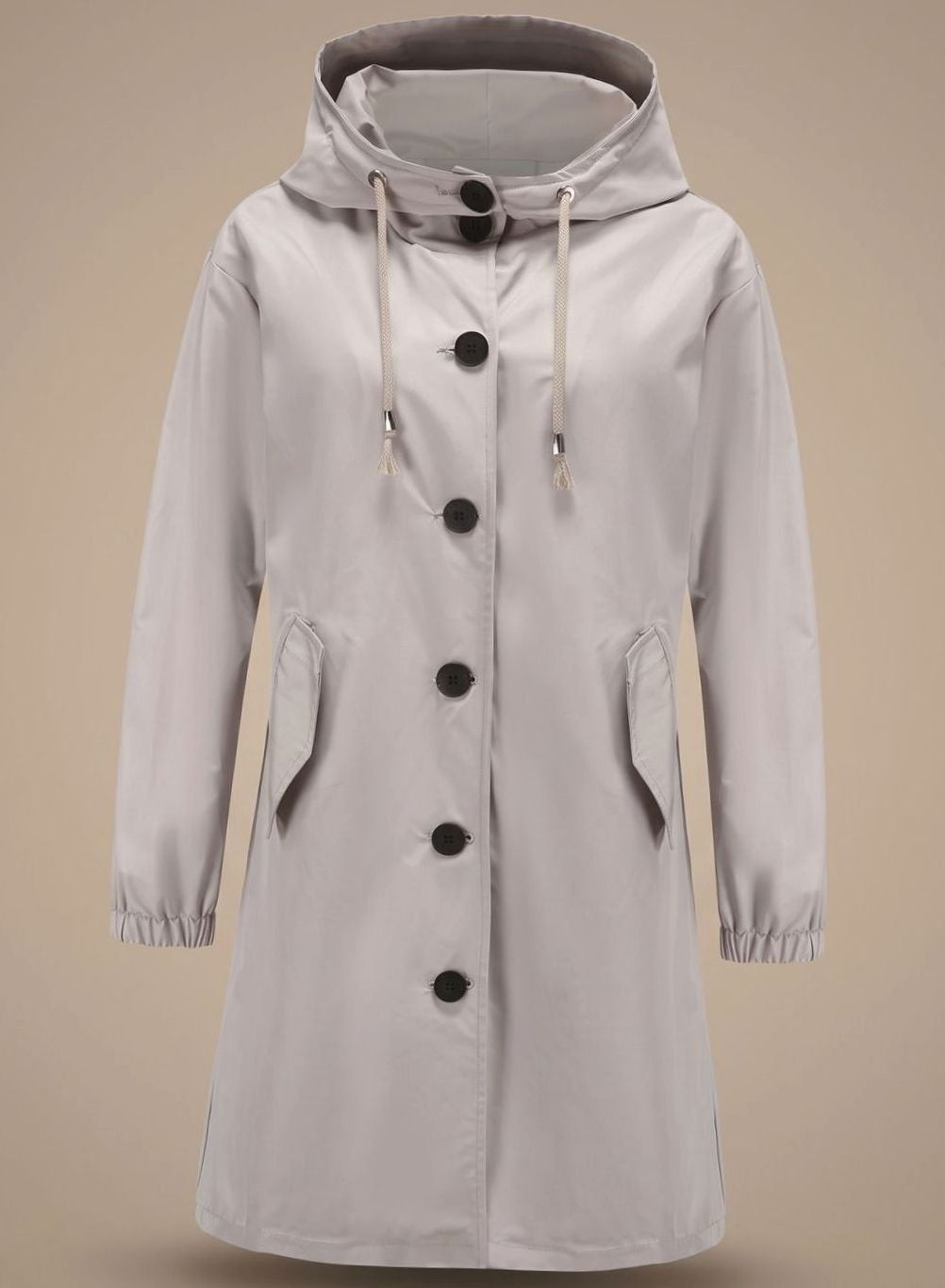 Océane | Manteau à Capuche Femme Long Imperméable Boutons
