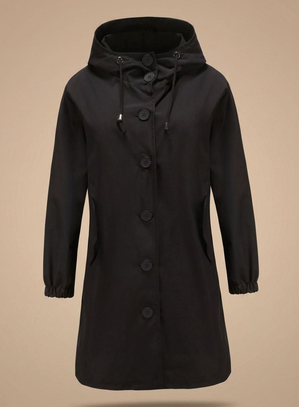 Océane | Manteau à Capuche Femme Long Imperméable Boutons
