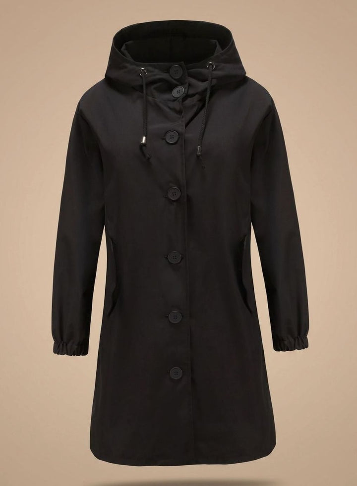 Océane | Manteau à Capuche Femme Long Imperméable Boutons