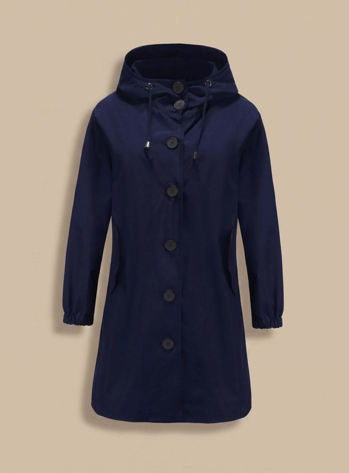 Océane | Manteau à Capuche Femme Long Imperméable Boutons