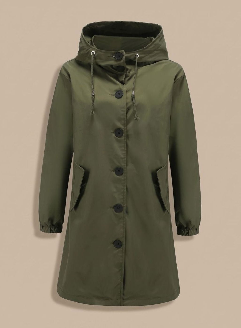 Océane | Manteau à Capuche Femme Long Imperméable Boutons