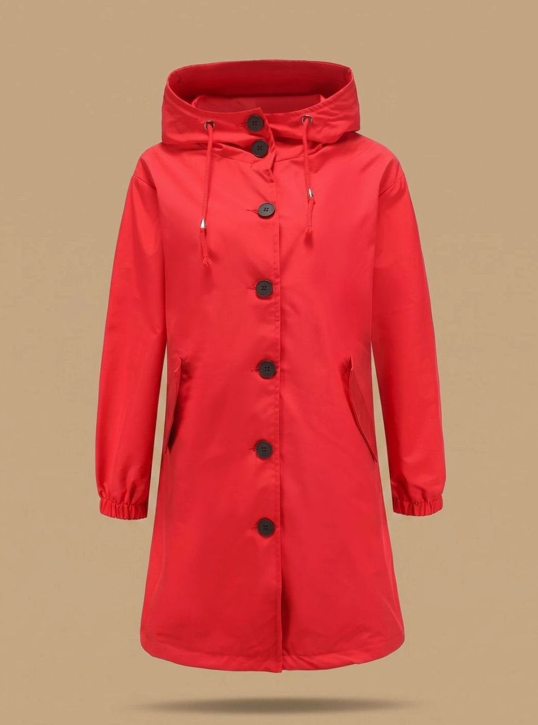 Océane | Manteau à Capuche Femme Long Imperméable Boutons