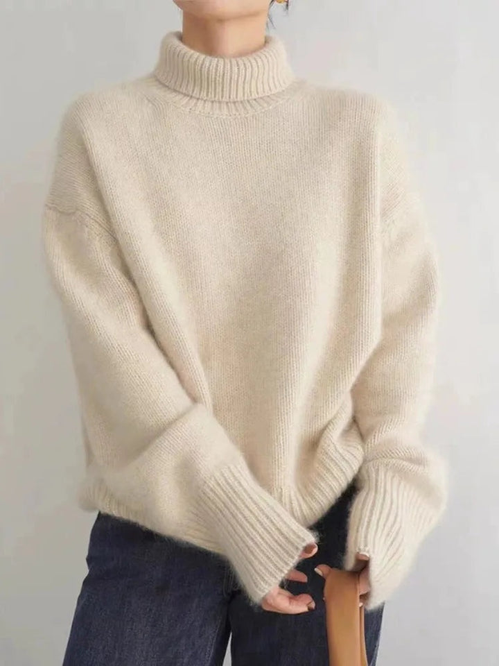 Océane | Pull col Roulé en Cachemire Femme Oversize Manches Larges