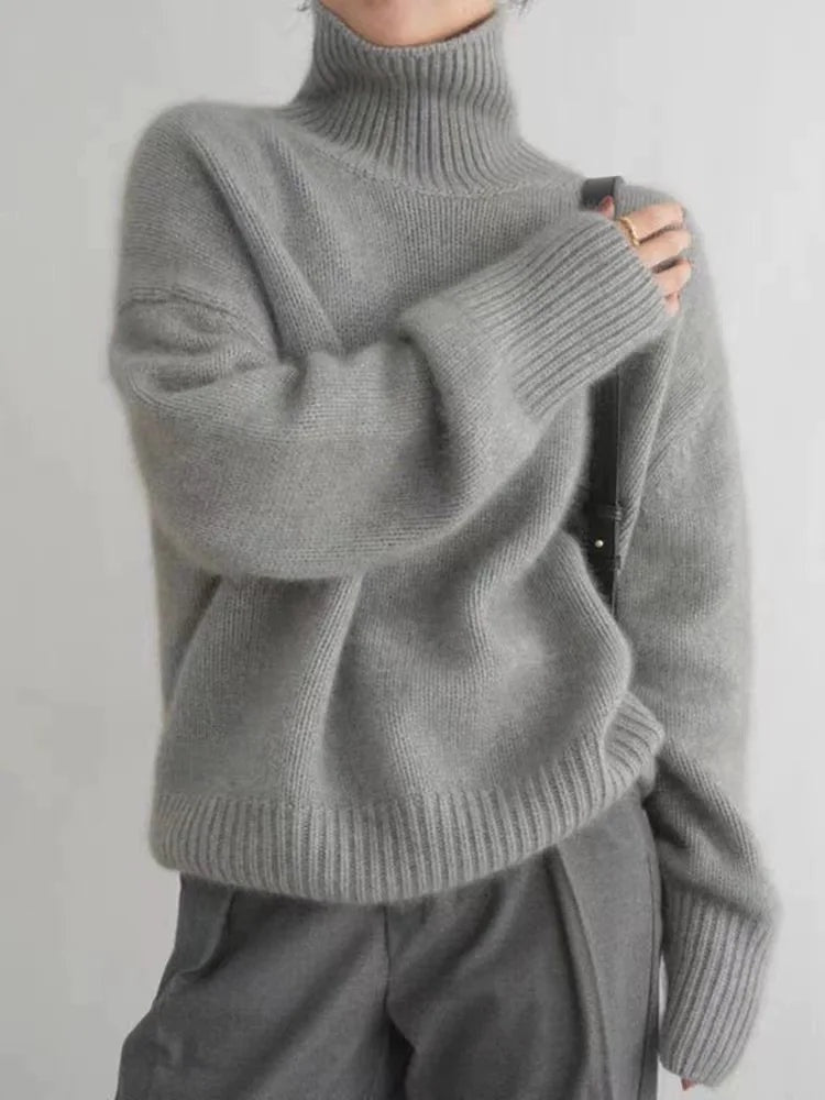 Océane | Pull col Roulé en Cachemire Femme Oversize Manches Larges