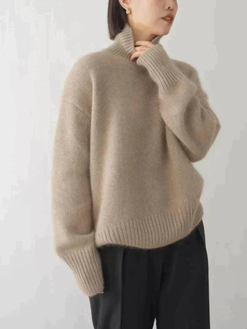 Océane | Pull col Roulé en Cachemire Femme Oversize Manches Larges