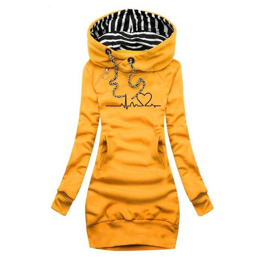 Océane | Pull Grande Taille Femme à Capuche Imprimé Cœur
