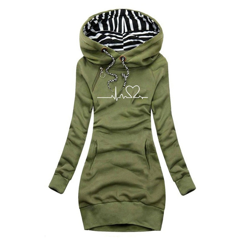 Océane | Pull Grande Taille Femme à Capuche Imprimé Cœur