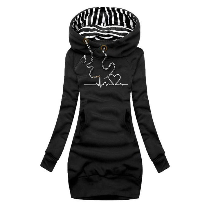 Océane | Pull Grande Taille Femme à Capuche Imprimé Cœur