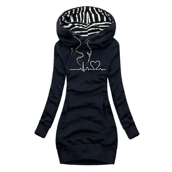 Océane | Pull Grande Taille Femme à Capuche Imprimé Cœur