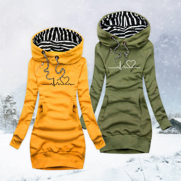 Océane | Pull Grande Taille Femme à Capuche Imprimé Cœur