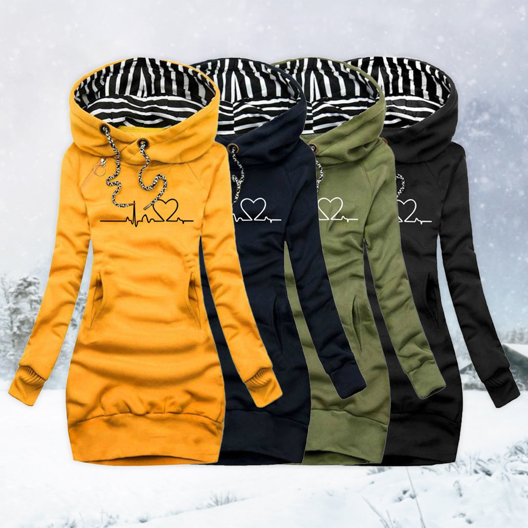 Océane | Pull Grande Taille Femme à Capuche Imprimé Cœur