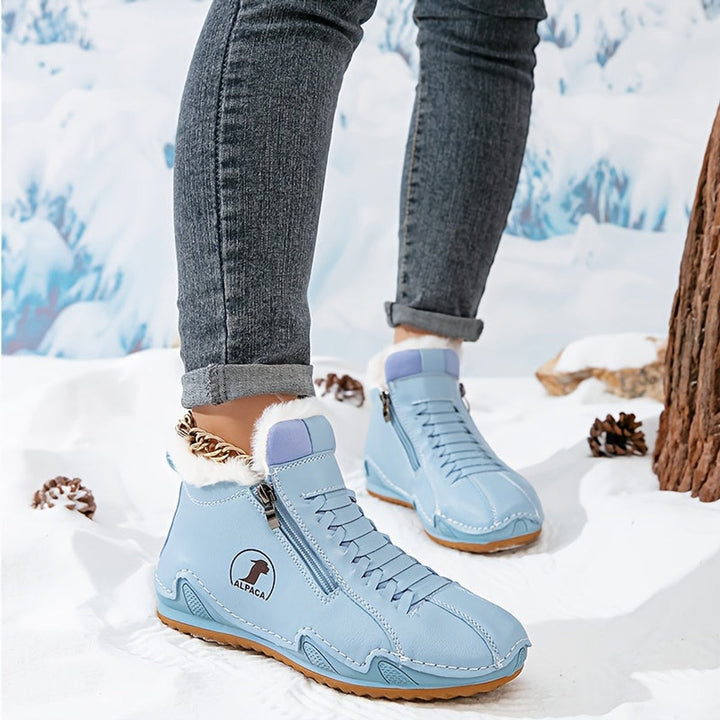 Ombeline | Boots Fourrées Femme Bottes Hiver Plates Fermeture Éclair