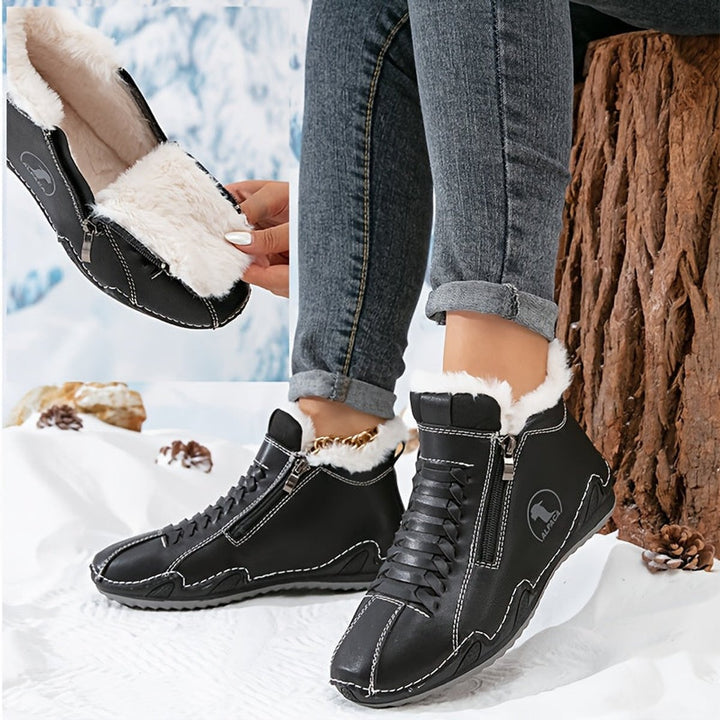 Ombeline | Boots Fourrées Femme Bottes Hiver Plates Fermeture Éclair