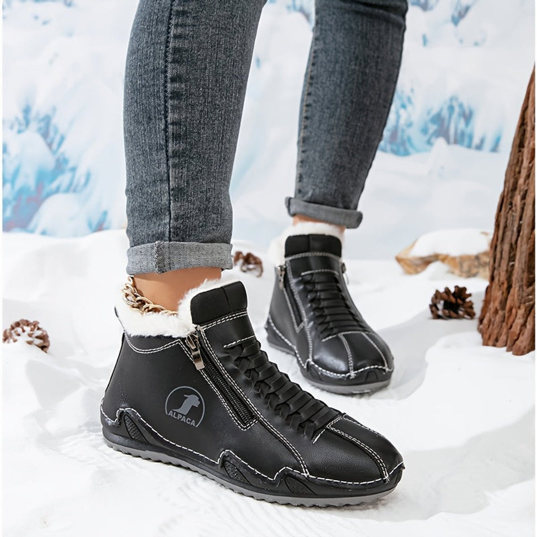 Ombeline | Boots Fourrées Femme Bottes Hiver Plates Fermeture Éclair
