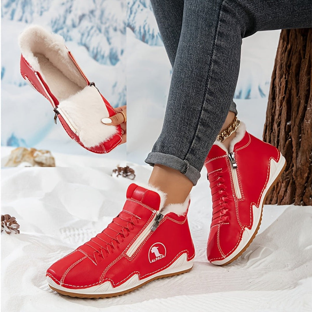 Ombeline | Boots Fourrées Femme Bottes Hiver Plates Fermeture Éclair