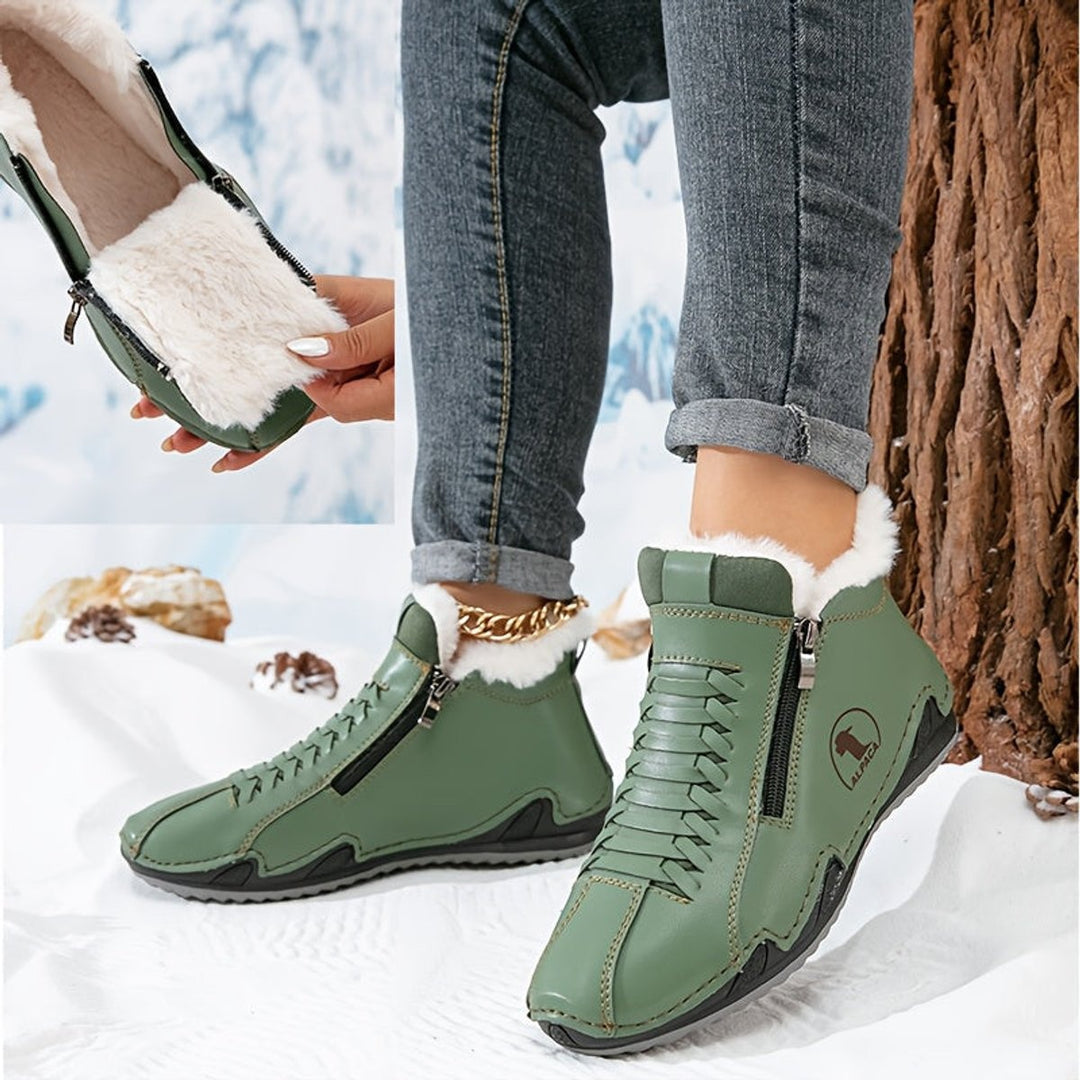 Ombeline | Boots Fourrées Femme Bottes Hiver Plates Fermeture Éclair