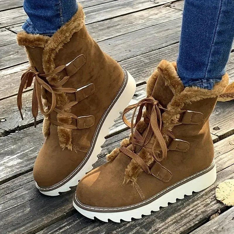 Ombeline | Boots Fourrées Femme Lacets Semelle Plateforme