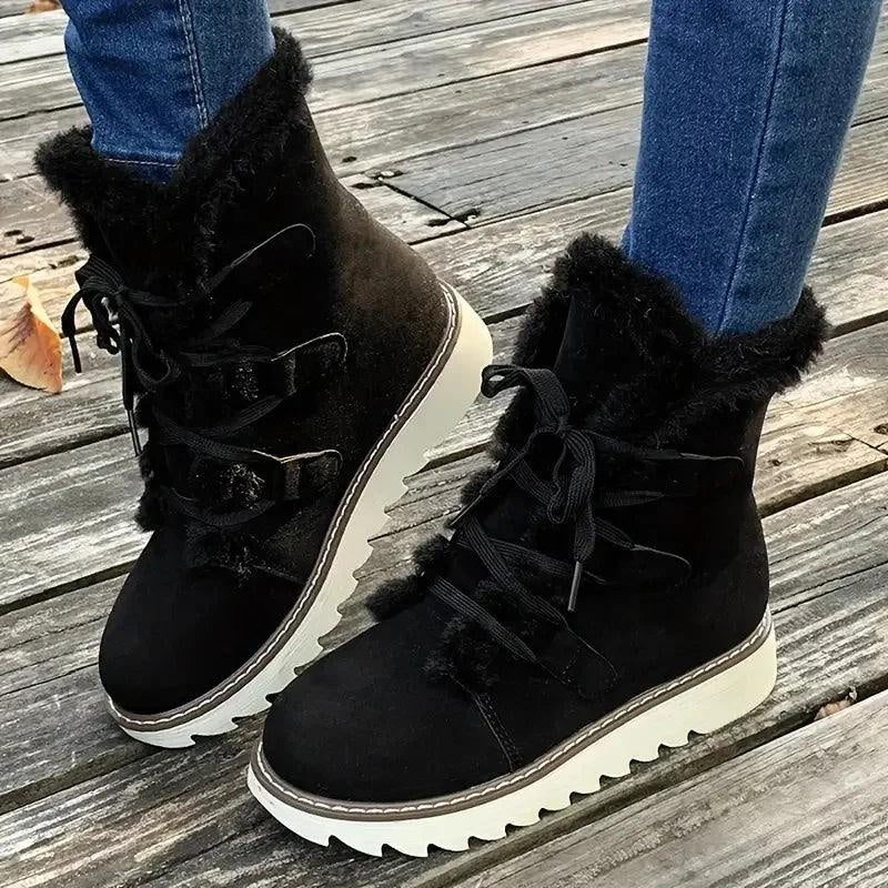 Ombeline | Boots Fourrées Femme Lacets Semelle Plateforme