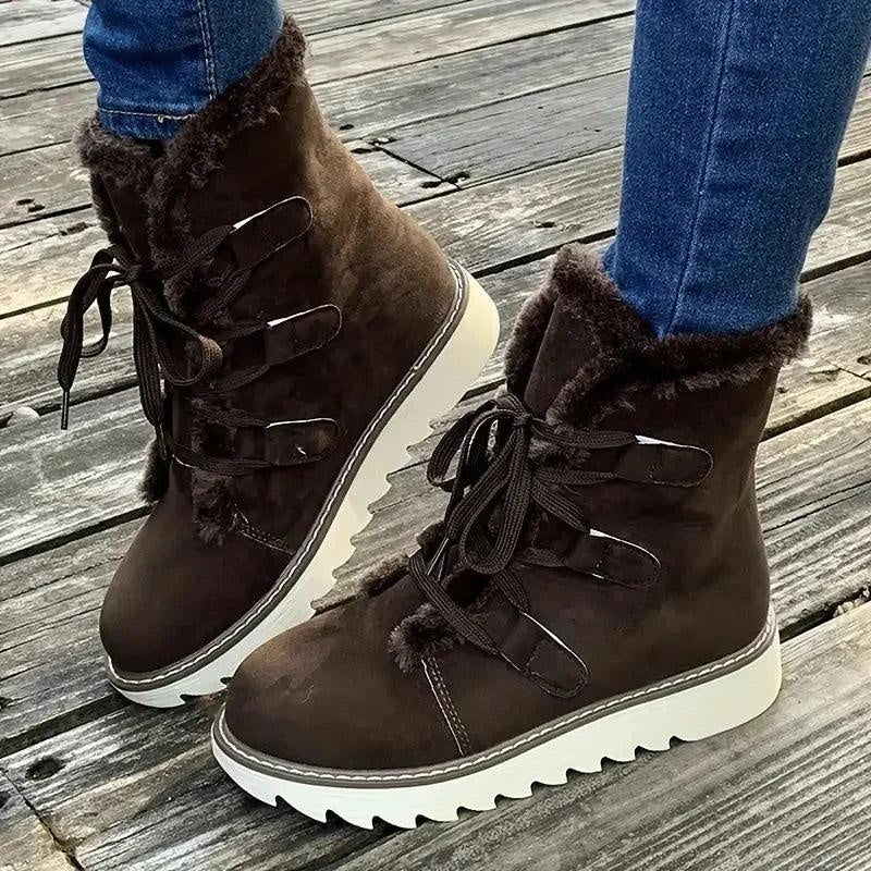 Ombeline | Boots Fourrées Femme Lacets Semelle Plateforme