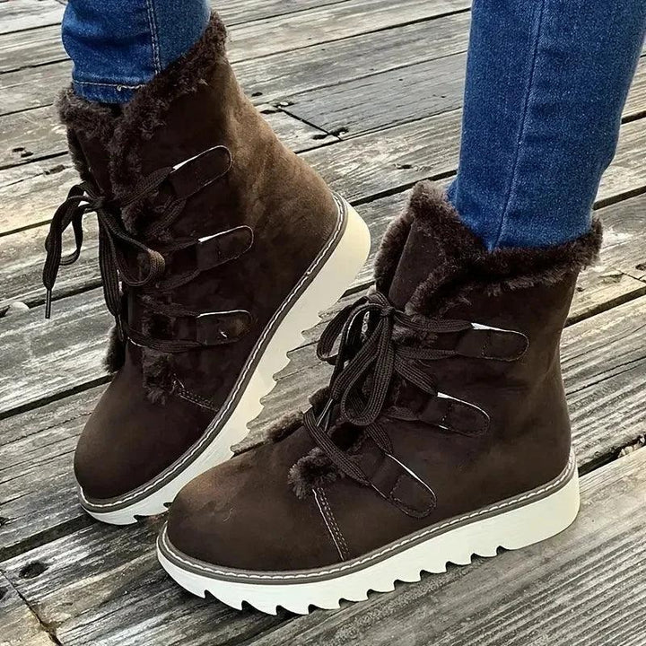 Ombeline | Boots Fourrées Femme Lacets Semelle Plateforme