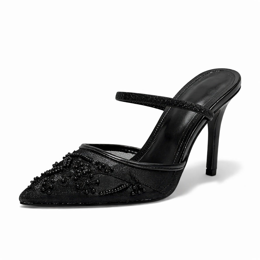 Ombeline | Escarpins Slingback Femme Broderie Florale Bout Pointu