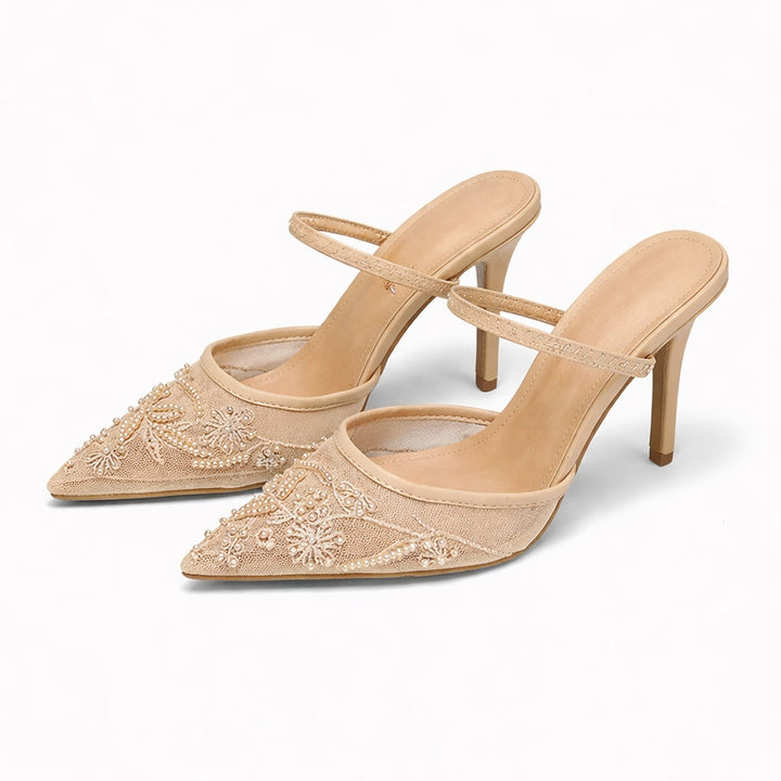 Ombeline | Escarpins Slingback Femme Broderie Florale Bout Pointu