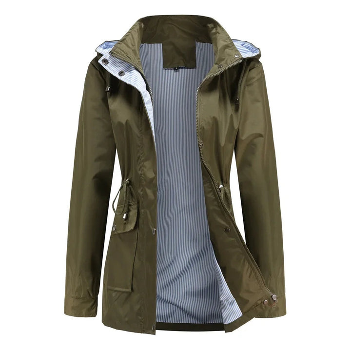 Ombeline | Imperméable Femme à Capuche Style Kway Coupe Ajustée