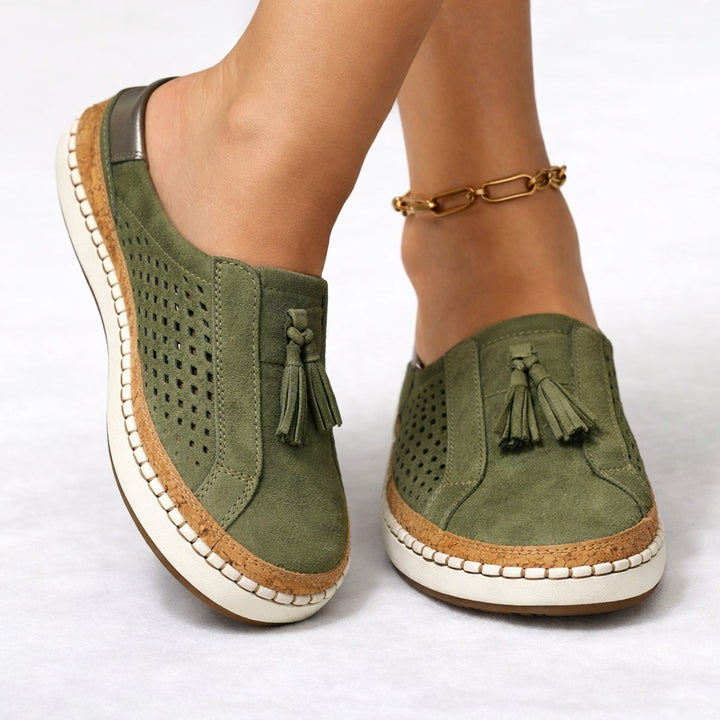 Ombeline | Mocassin Plateforme Femme Daim Franges Sans Lacets