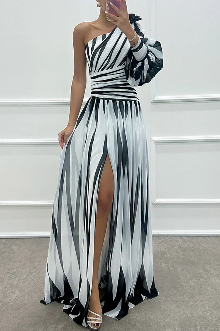 Ombeline | Robe de Soirée Manche Longue Femme Longue Épaule Asymétrique