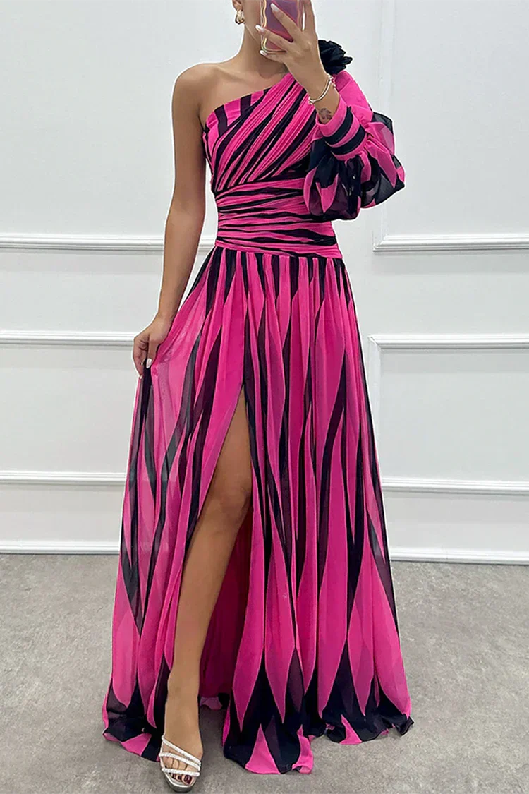 Ombeline | Robe de Soirée Manche Longue Femme Longue Épaule Asymétrique