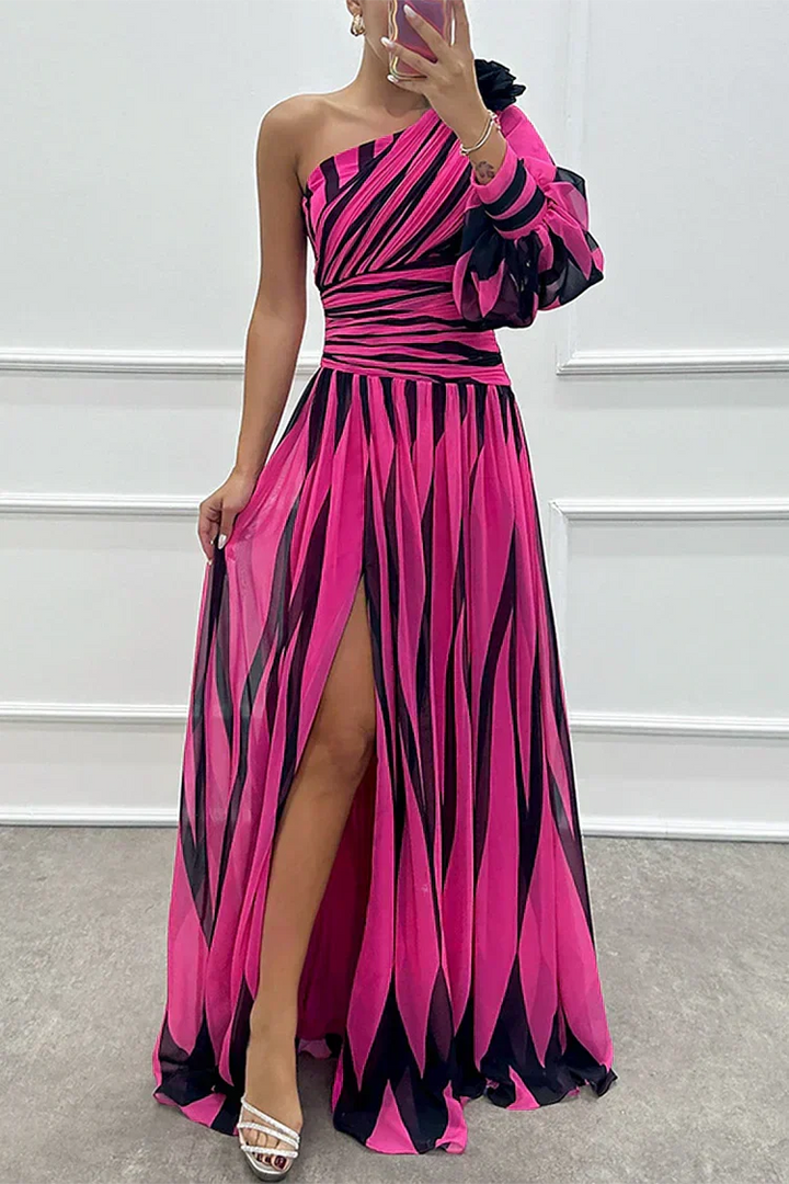 Ombeline | Robe de Soirée Manche Longue Femme Longue Épaule Asymétrique