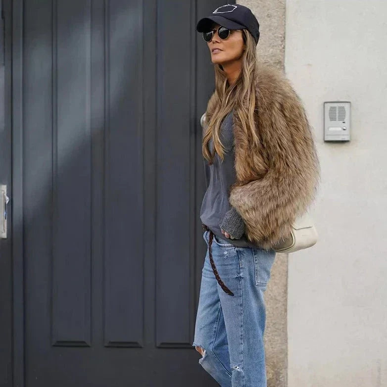 Ombeline | Veste Fourrure Femme Courte Manches Longues