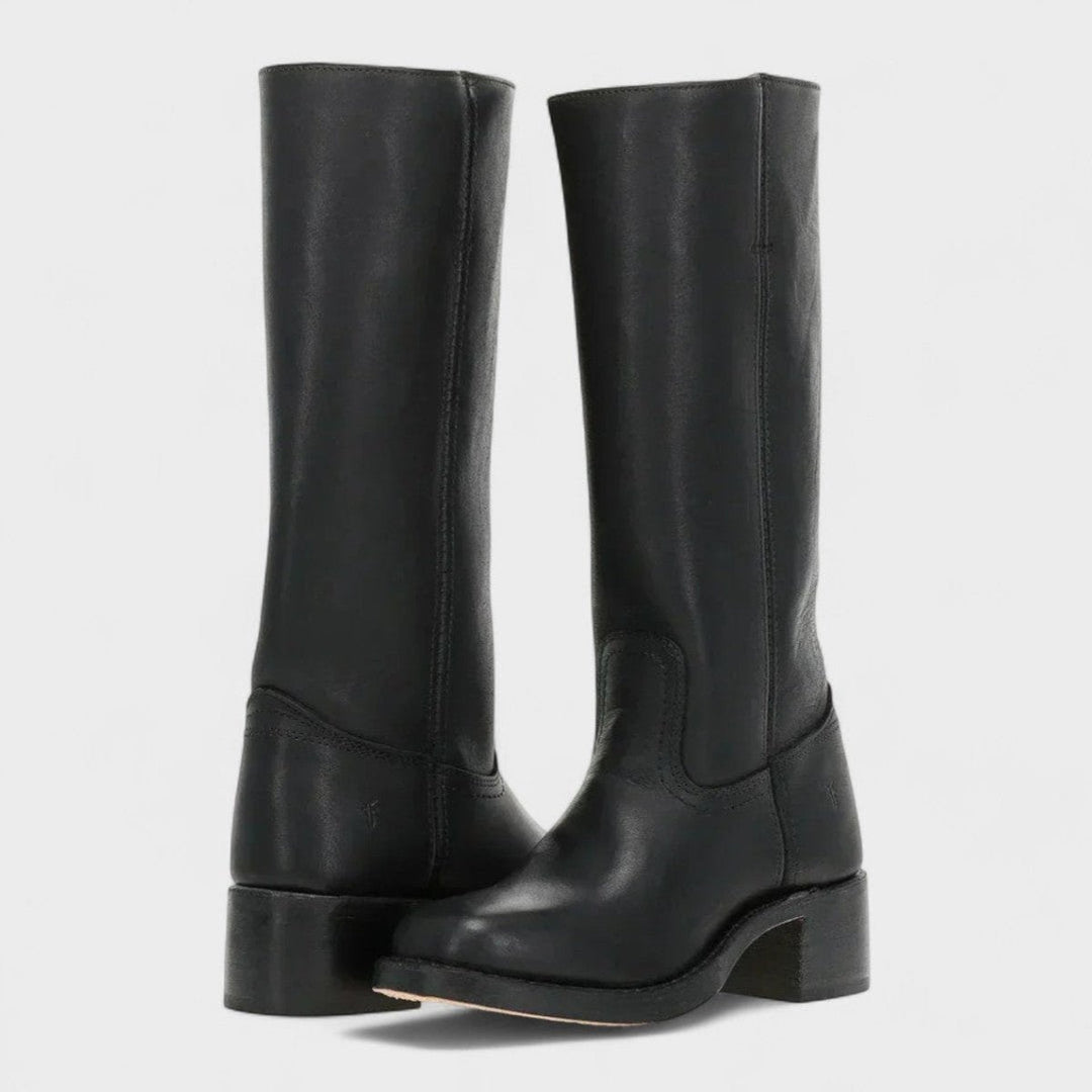 Pauline | Bottes Cuir Femme Tige Mi-Mollet Talon Bloc