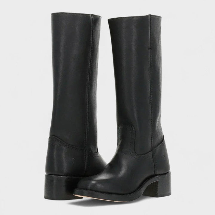 Pauline | Bottes Cuir Femme Tige Mi-Mollet Talon Bloc