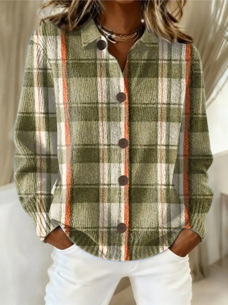 Pauline | Gilet Grosse Maille Femme à Carreaux Oversize Boutons