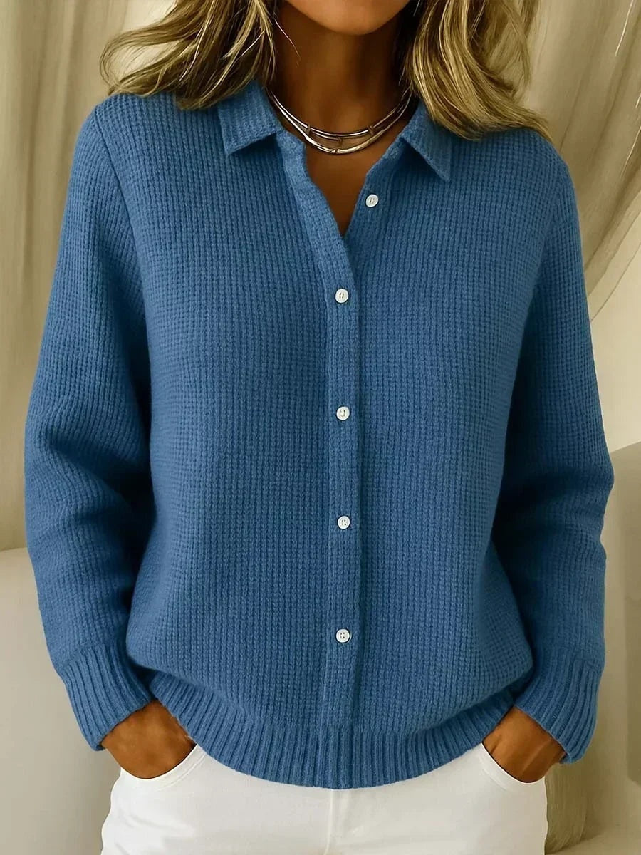 Pauline | Gilet Grosse Maille Femme à Carreaux Oversize Boutons
