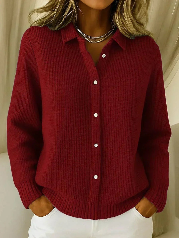 Pauline | Gilet Grosse Maille Femme à Carreaux Oversize Boutons