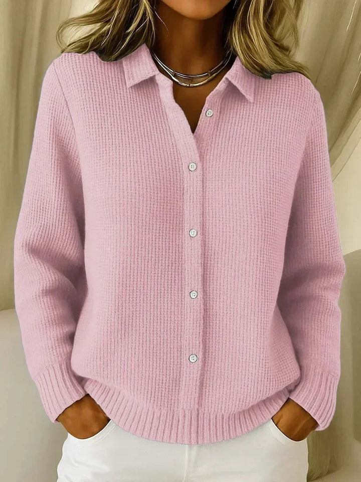Pauline | Gilet Grosse Maille Femme à Carreaux Oversize Boutons
