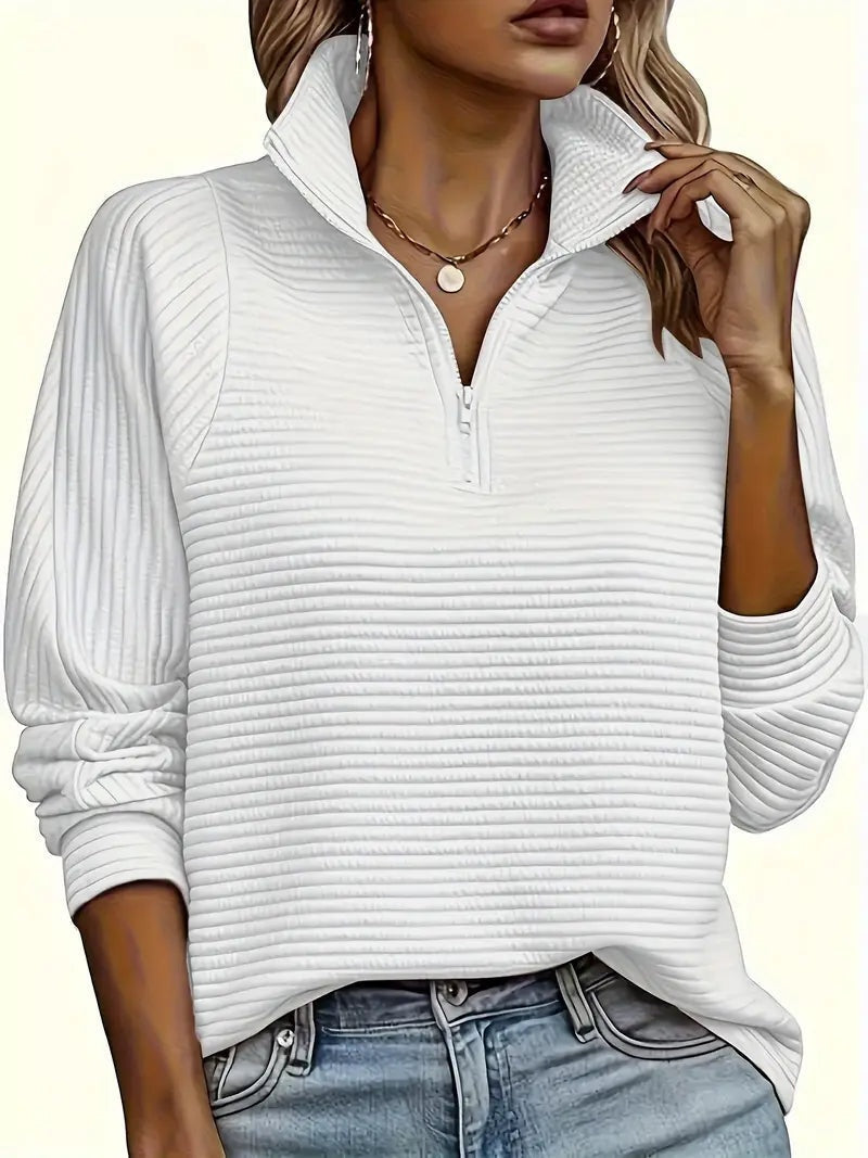 Pauline | Pull Zippé Femme Col Montant Manches Longues