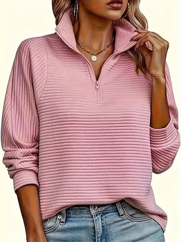 Pauline | Pull Zippé Femme Col Montant Manches Longues