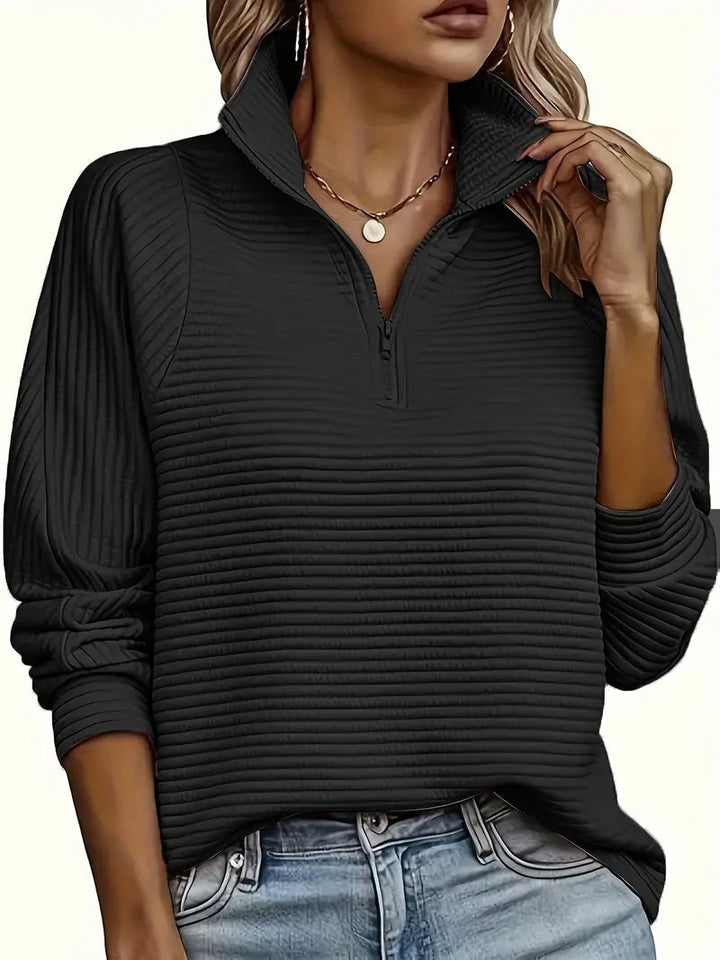 Pauline | Pull Zippé Femme Col Montant Manches Longues